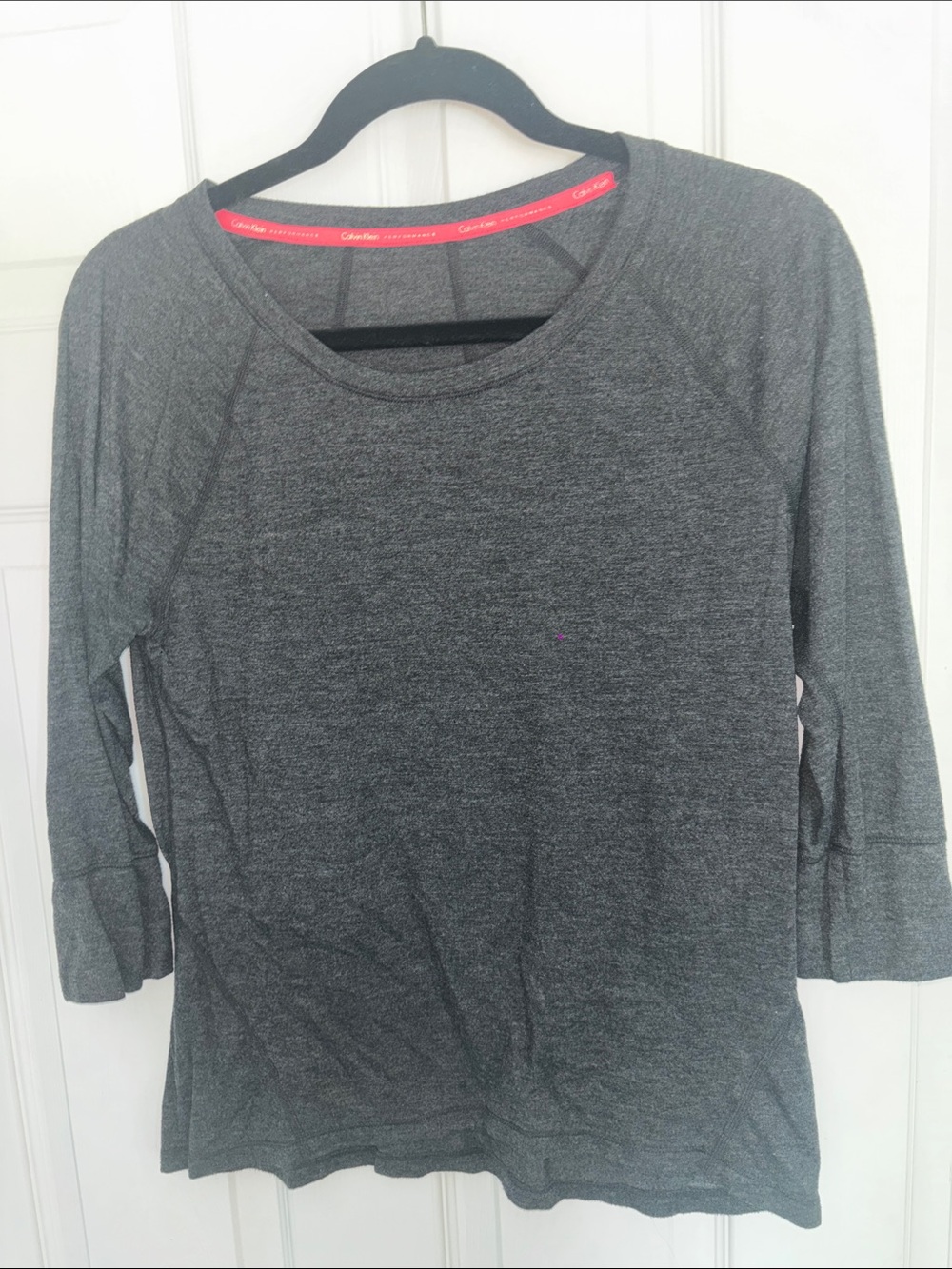 Calvin Klein Charcoal Gray Long Sleeve Scoop Neck Tee